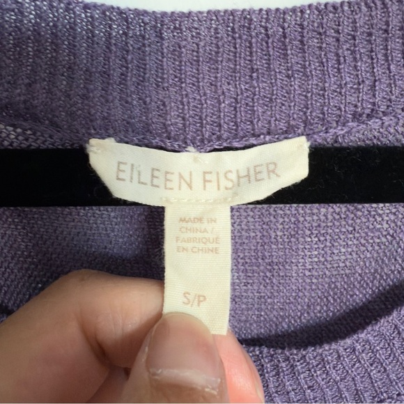 🌿 Eileen Fisher Linen 100% purple Knit Sweater S/P - Picture 7 of 8